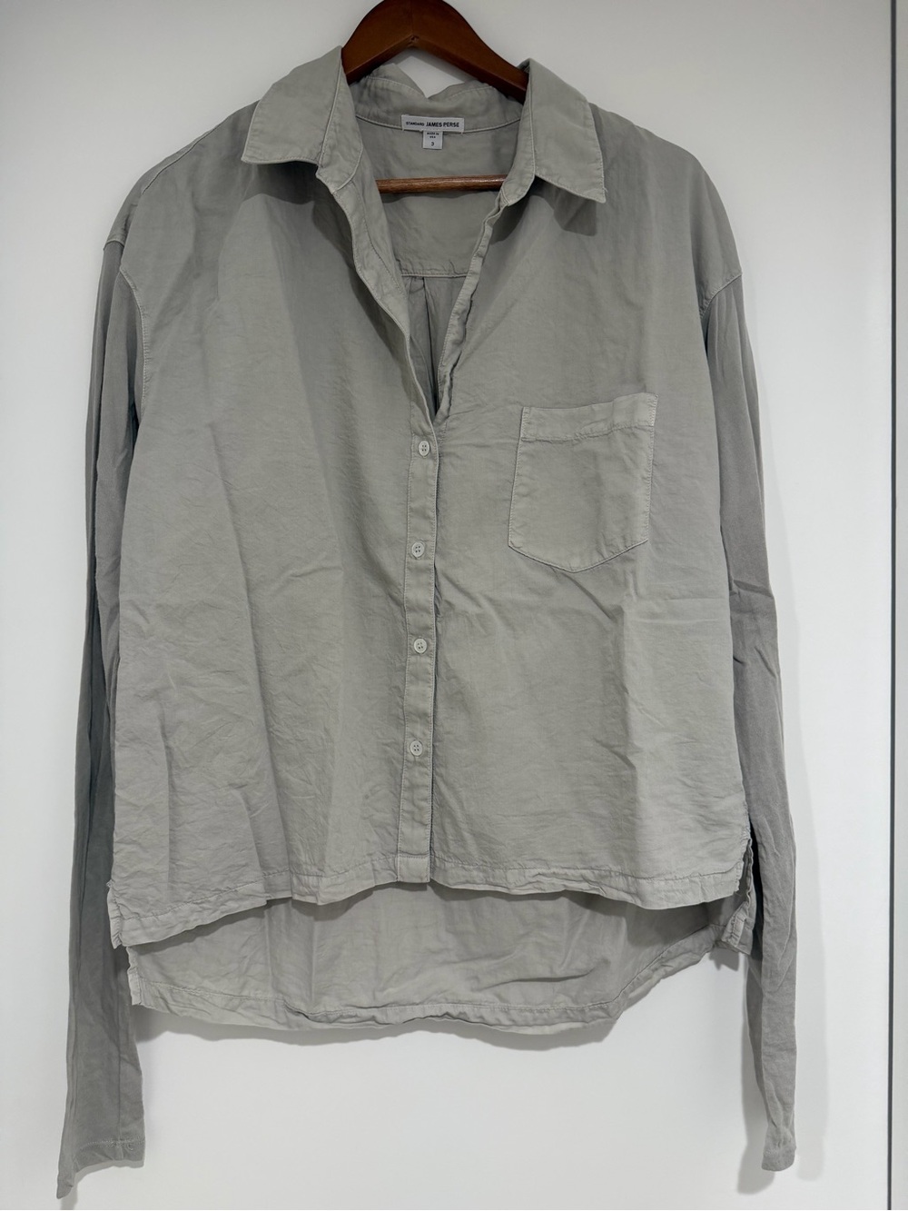 James Perese Gray Button-down Mixed Materials Shirt Size L with Front Pocket